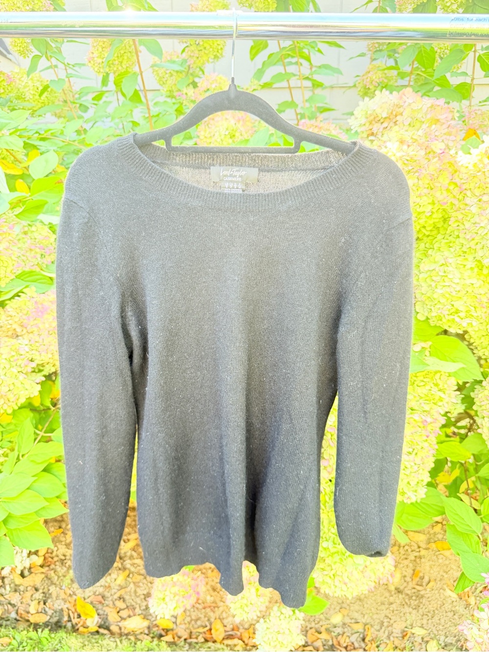 Lord & Taylor Black Crewneck Sweater